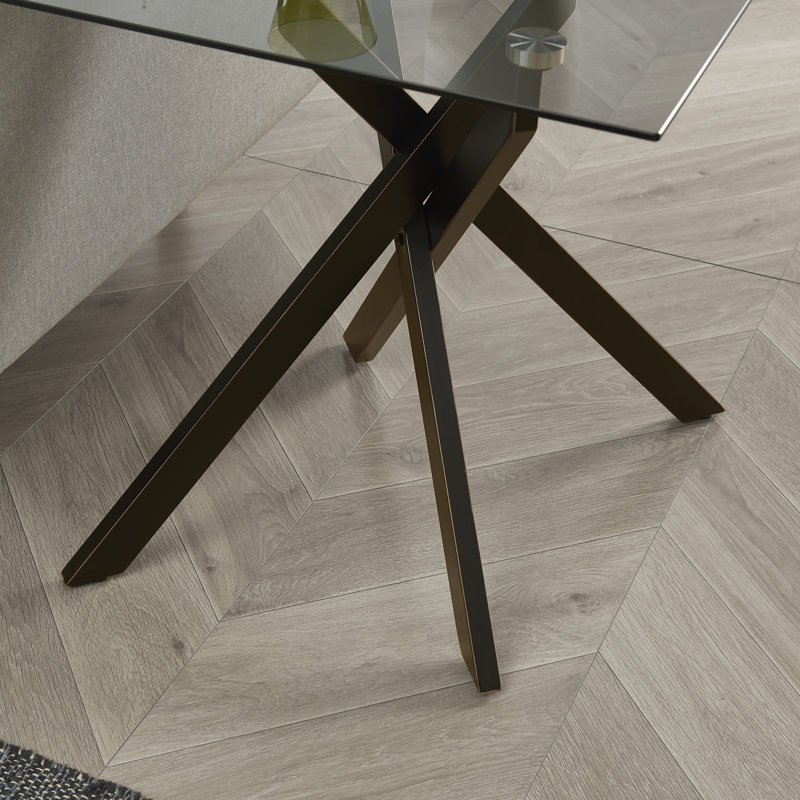 Square End Table With Glass Top, Black
