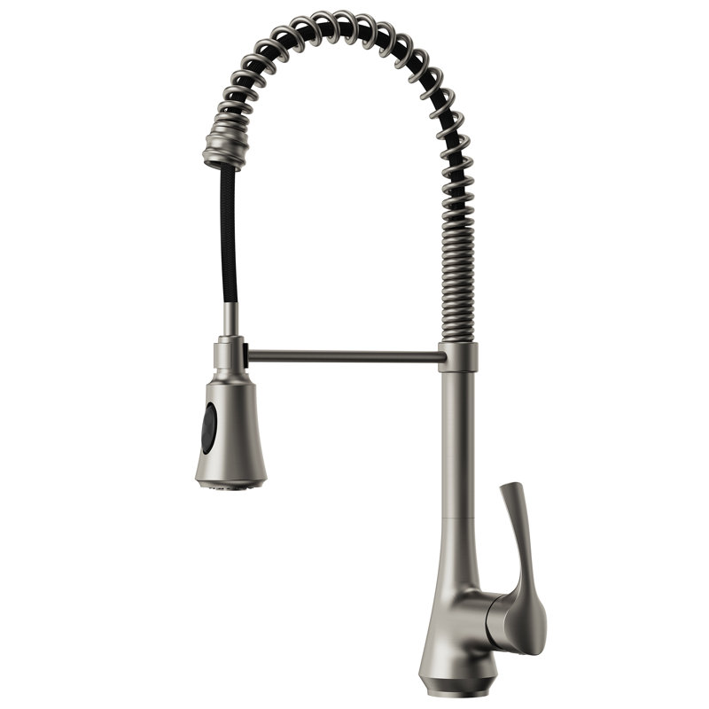 Commercial 2-Function Pull Down Single Handle Kitchen Faucet, Stainless Steel