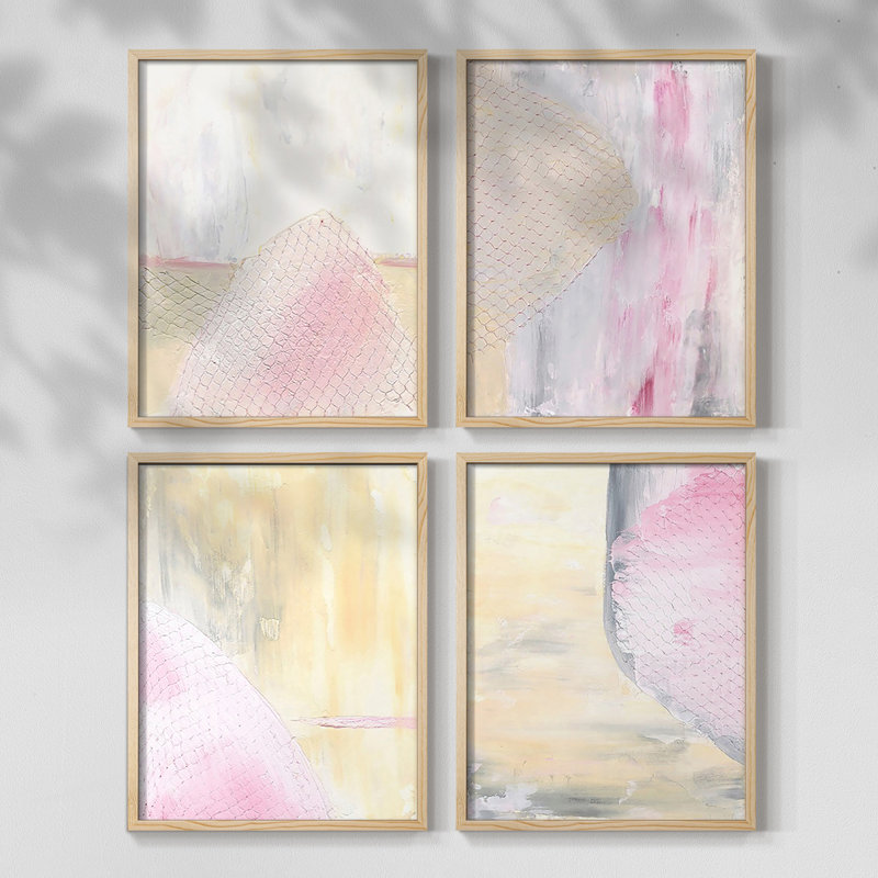 «Paper Slice II», ensemble de 4 reproductions encadrées, Naturel, H 20 po x l 16 po
