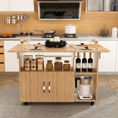 Table pliante multifonctionnelle avec tablettes et roulettes de rangement, table de salle à manger pliable de 47 pouces pour les petits espaces, bureau compact pour la cuisine, dortoir, bureau