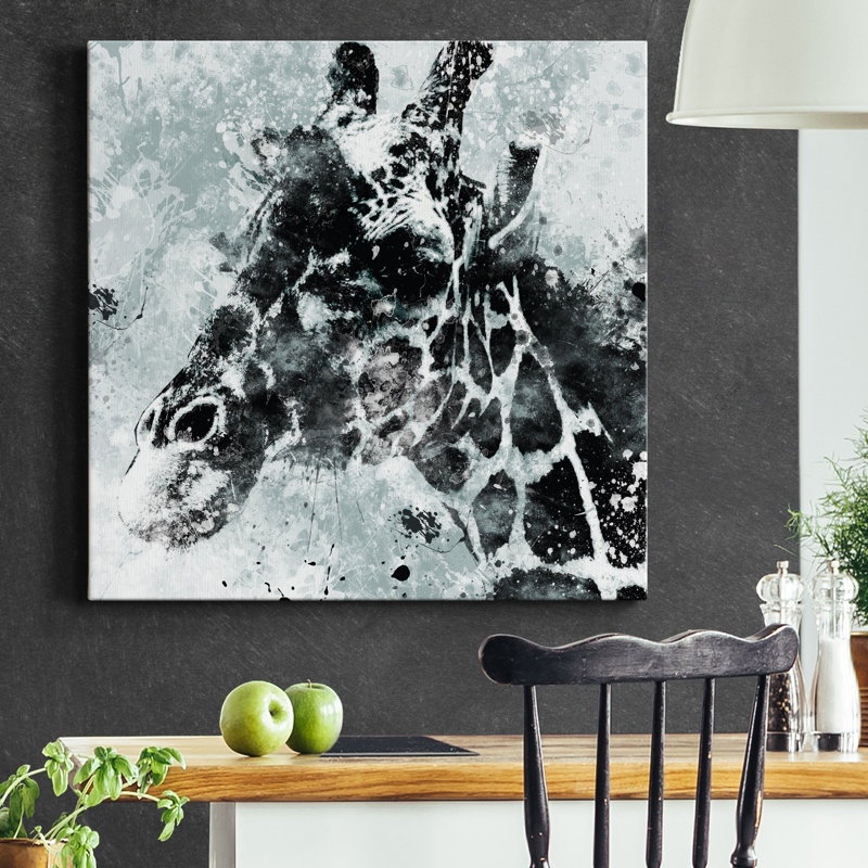 Girafe - reproduction sur toile, H 32 po x l 32 po x P 1 po