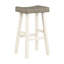 Tabourets de table hauteur bistro blanc et café - 4 tables de salle à manger transitionnelles en bois massif-1901761146