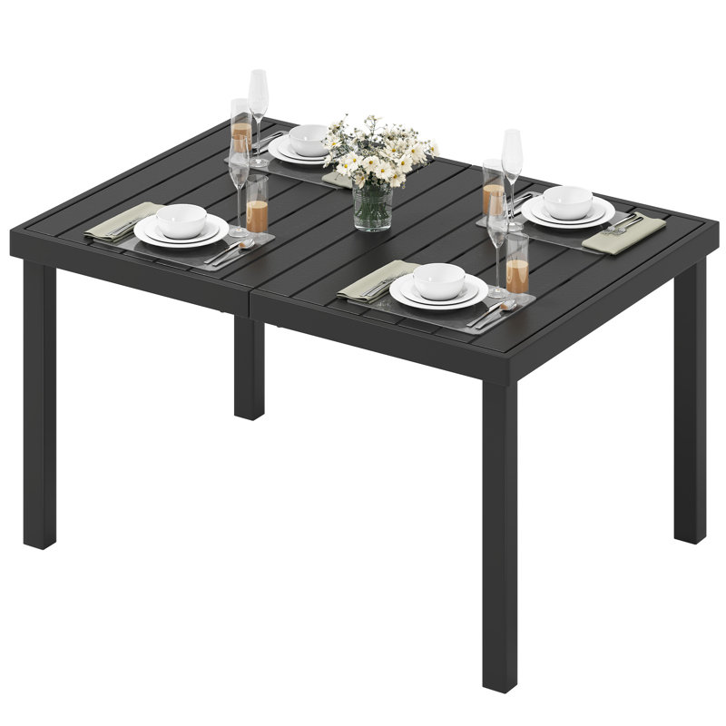 Hindertje Garden Table, 140 x 90 cm, Patio Table with WPC Wooden Table Top and Aluminium Frame
