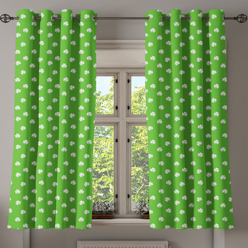 Rideau décoratif à 2 panneaux avec œillets Latitude Run®, 50 po, vert lime / blanc, L 50 po x L 54 po