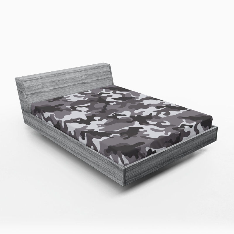 Drap-housse Ambesonne, paquet de 2, Camouflage gris / noix de coco, Drap-housse grand