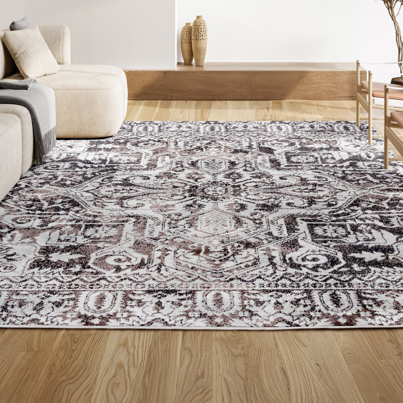 Tapis brun / ivoire Scala Grand Medallion, Rectangle 3 pi x 5 pi