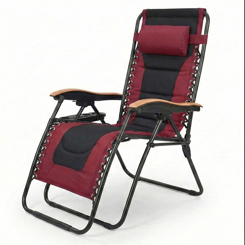 Reclining Zero Gravity Chair with Cushion, Black/Red