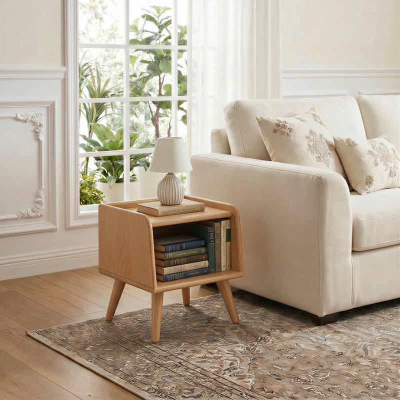 Table de bout et tablette ouverte en chêne massif H 15,75 po, Chêne