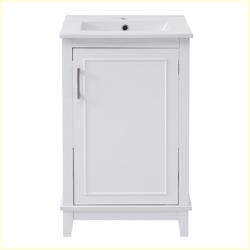 Petit meuble-lavabo moderne avec lavabo en céramique, Blanc