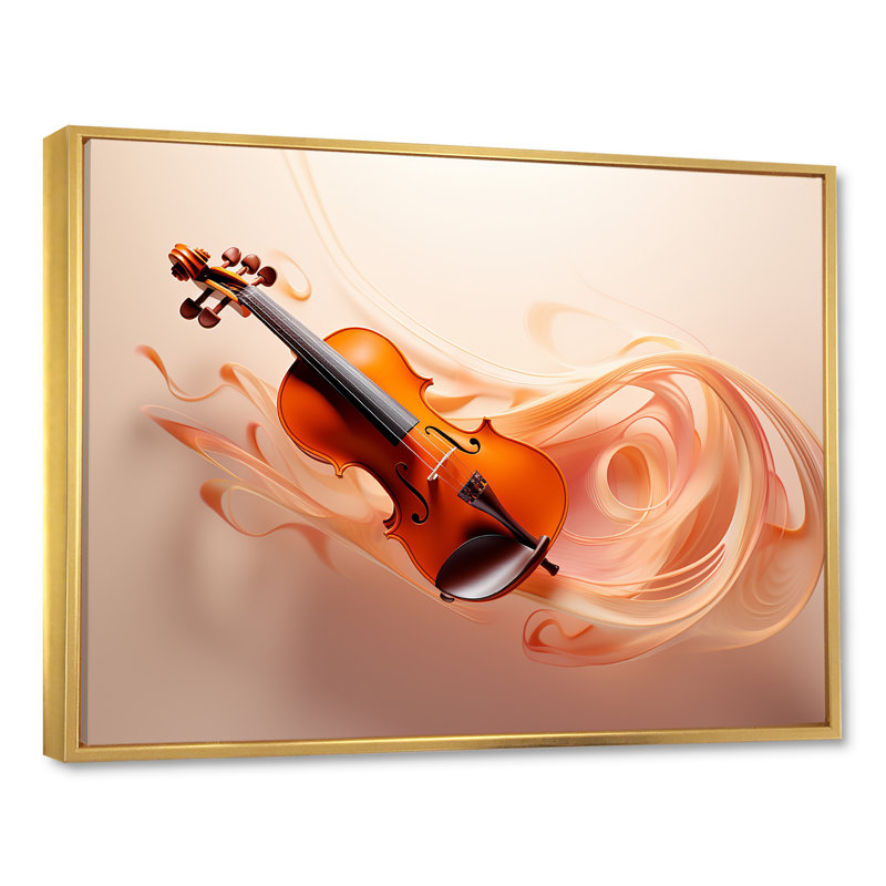 «Vibrant Violin Auburn Elegance I», reproduction sur toile, Cadre flottant doré, H 34 po x l 44 po
