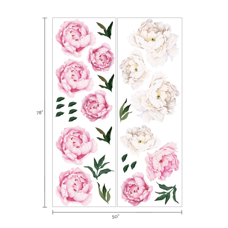 Adhésif décoratif pivoine Wanette, Rose vif