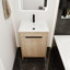 Meuble-lavabo autoportant avec lavabo en céramique et 2 portes d'armoire à fermeture en douceur