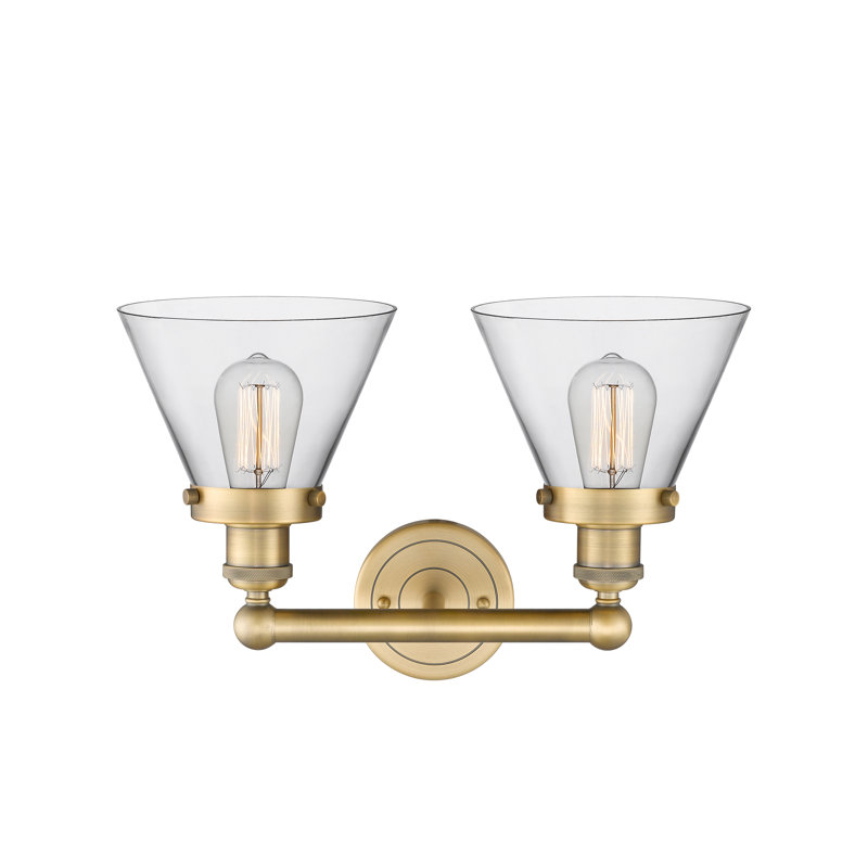 Éclairage pour meuble-lavabo à 2 lumières à intensité variable, Laiton brossé, Transparent