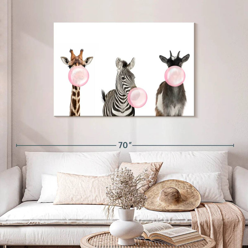 «Bubble Gum Safari Animals», reproduction sur toile, L 30 po x H 45 po