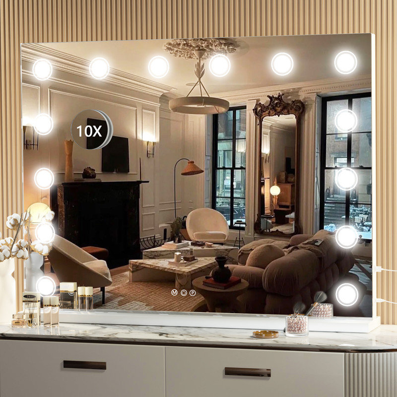 Khadeidra Metal Rectangle LED Mirror, 32" x 24"
