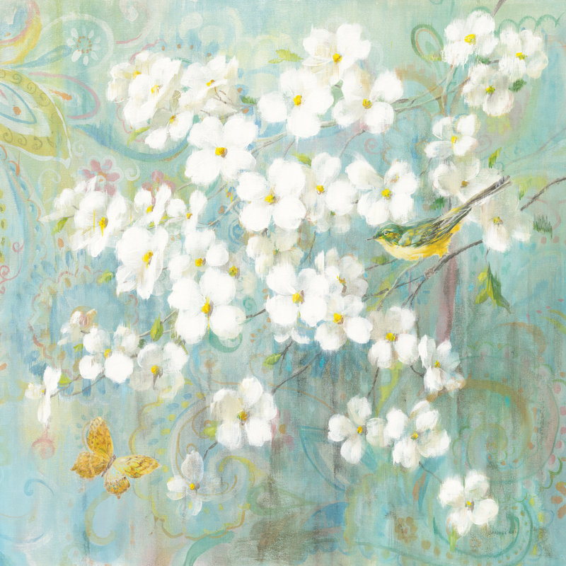 Spring Dream I Butterfly And Bird by Danhui Nai - Wrapped Canvas Painting, 30cm H x 30cm W x 3.8cm D	