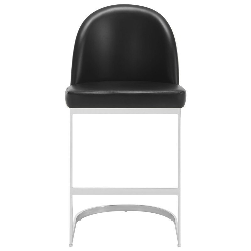 Upholstered Counter Stool with Metal Frame, Black