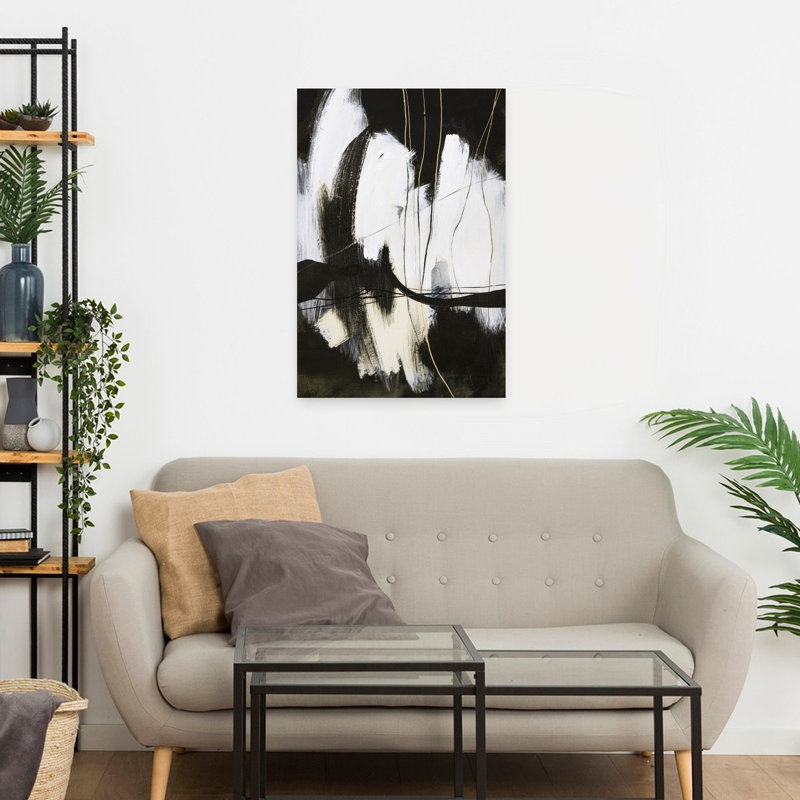 Art contemporain abstrait derrière les lignes, H 24 po x l 16 po