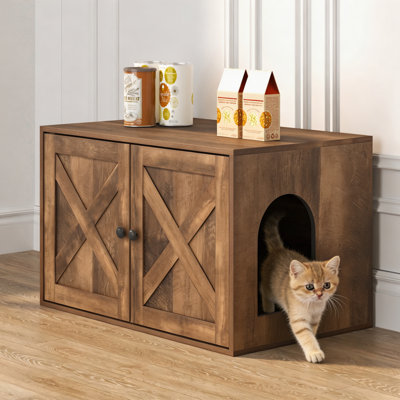 Enceinte de ferme pour chat avec entrée latérale et portes doubles Farmhouse