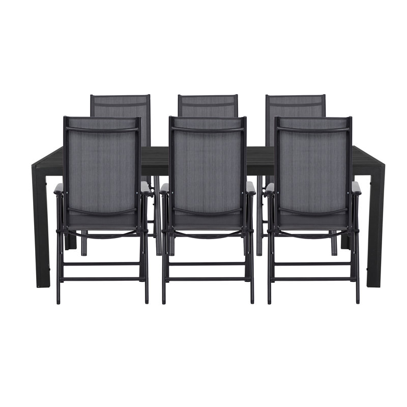 Lubeck 6 - Person Patio Dining Set with Rectangular Table, Black