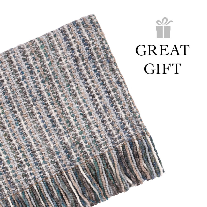 Stria Machine Woven Throw Blanket, Frost