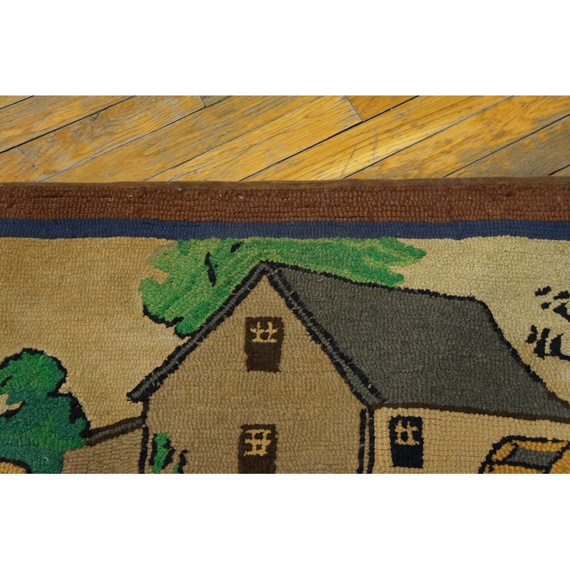 Petit tapis crocheté américain antique