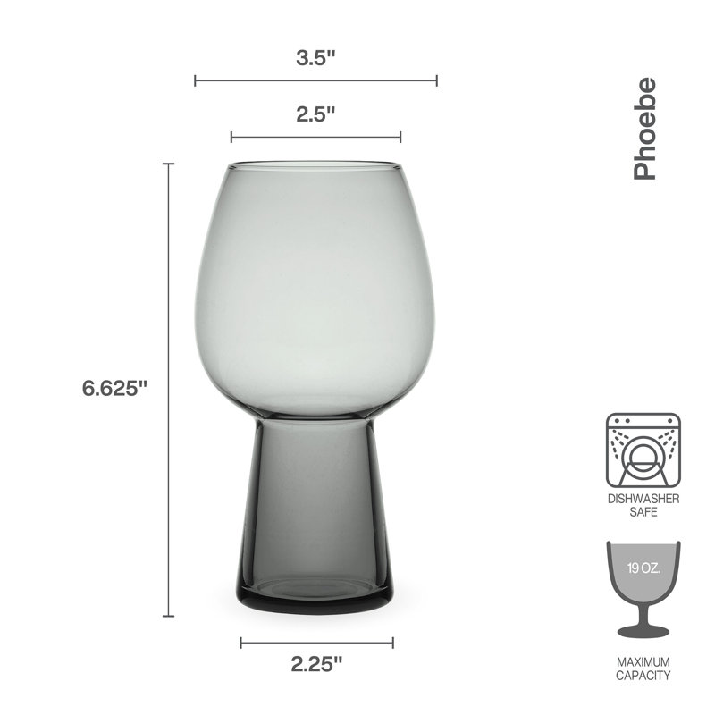 Phoebe Smoke Glass Cocktail Goblets, Set of 4