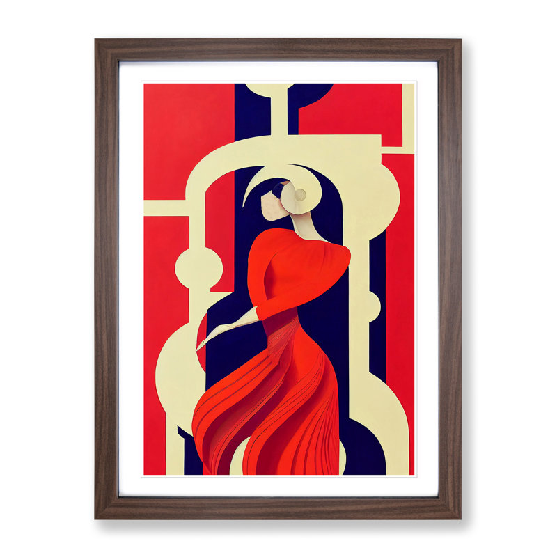 Abstract Dancing Woman No.2 1 Piece Single Picture Frame Wall Art, 64cm H x 46cm W x 2cm D, Brown Framed