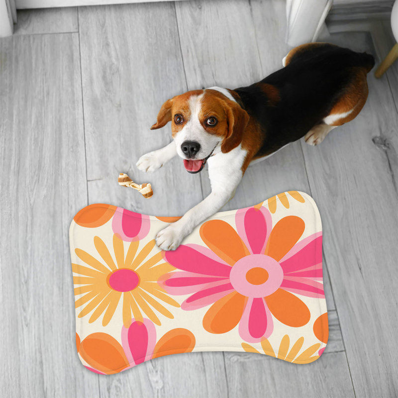 Retro Blush - 1 Piece Bone Shape Feeding Mat, XL (18")