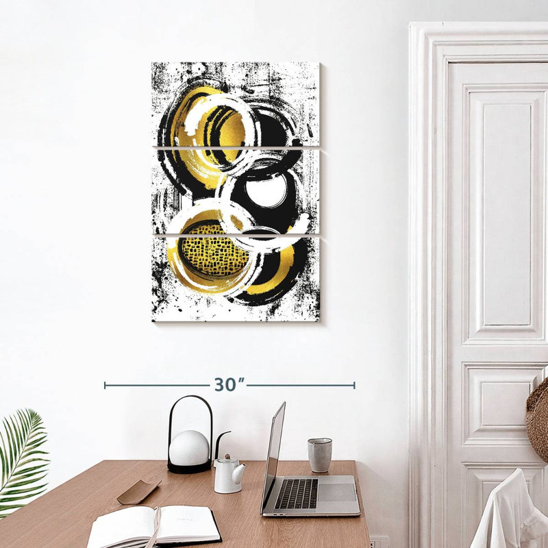 Avery, peinture abstraite dorée I, H 32 po x l 20 po