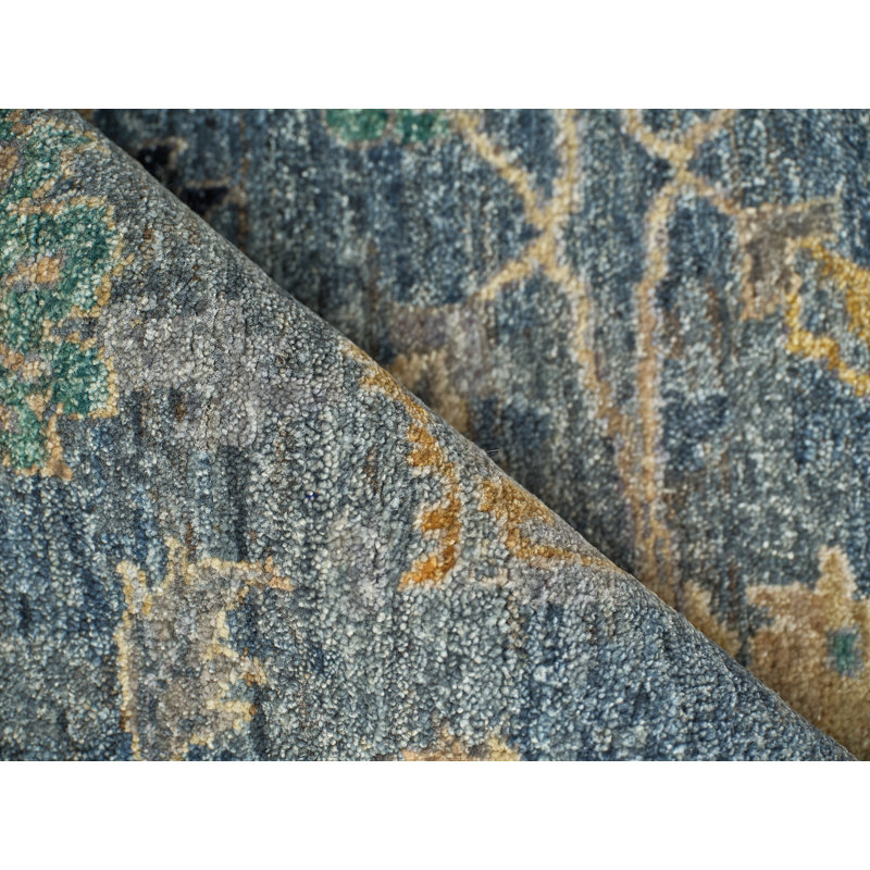 Oxford hand-knotted Ghazni Wool Blue Area Rug, 10'X14'