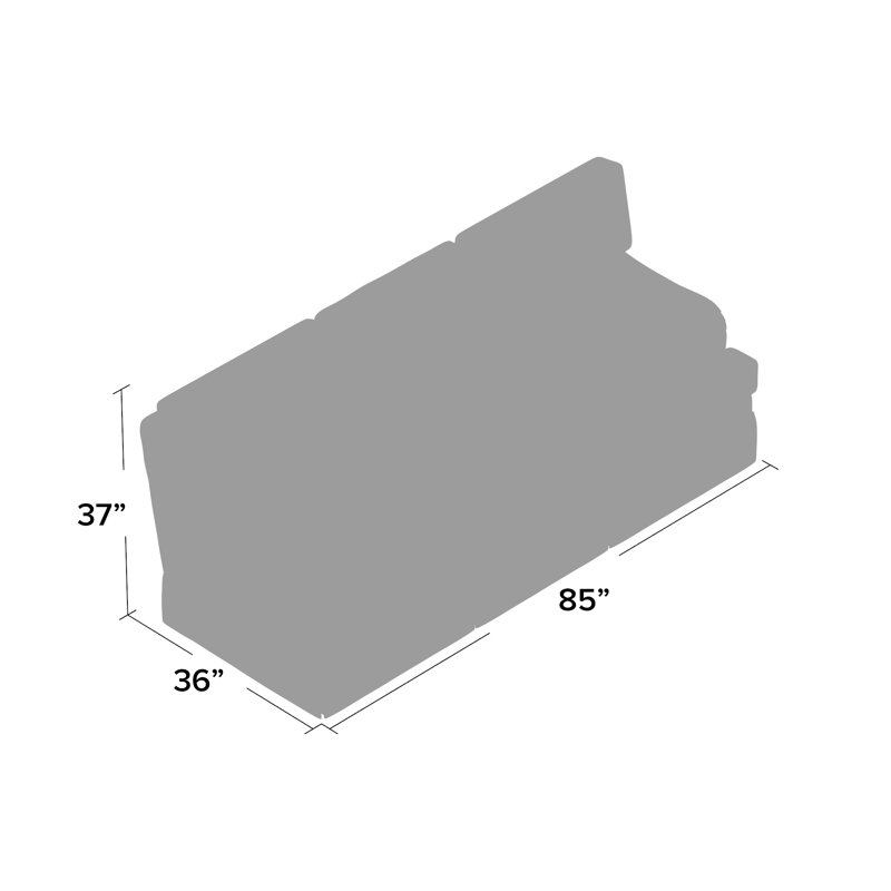 Shefield Recessed Arm Sofa, Gray, 85" W