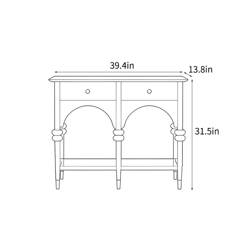 39.4'' Solid Wood Console Table, White