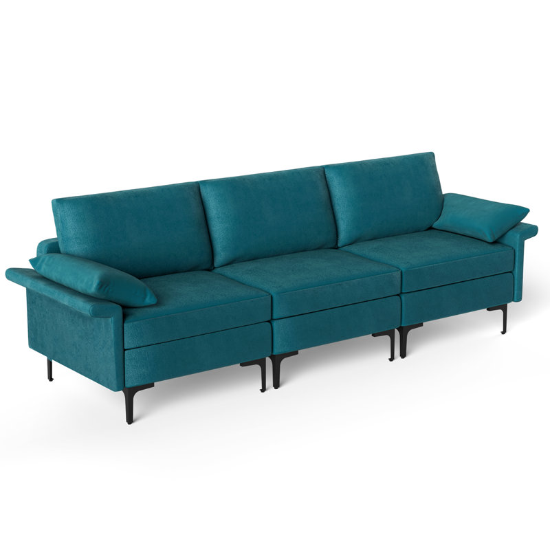 Latoyah 100.5'' Upholstered Sofa, Blue Fabric