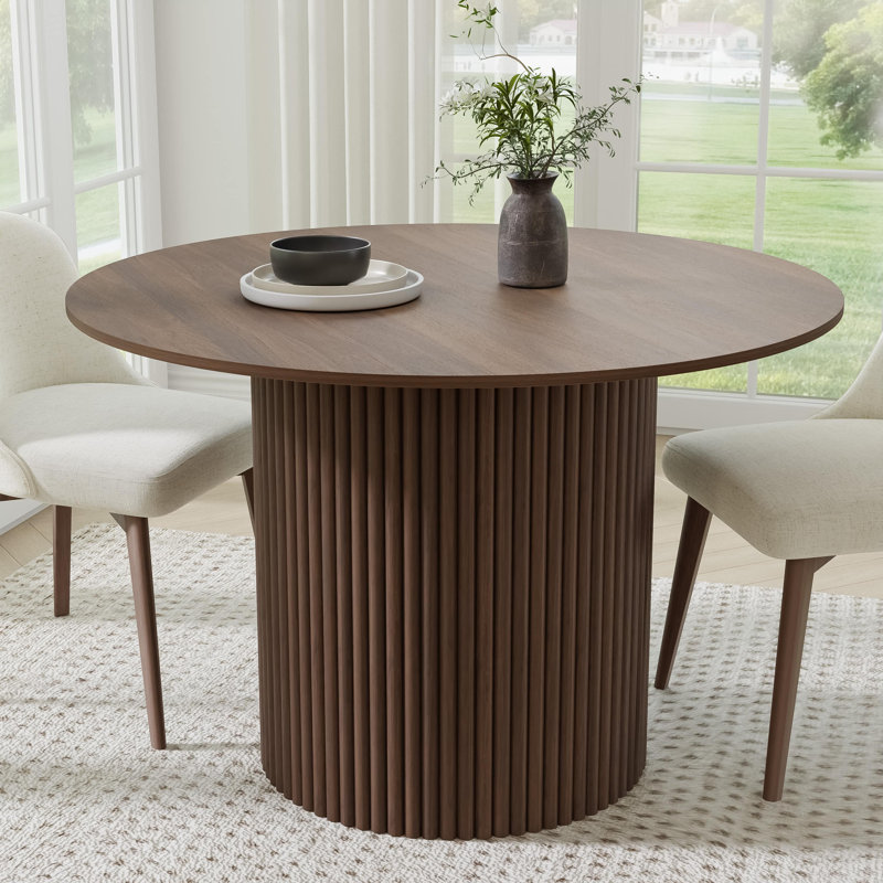 Table de salle à manger en bois massif, H 30 po x L 46 po x l 46 po, Noyer