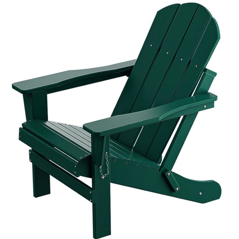 Chaises Adirondack d'extérieur avec accoudoirs empilables pour jardin, terrasse, bord de piscine, vert foncé