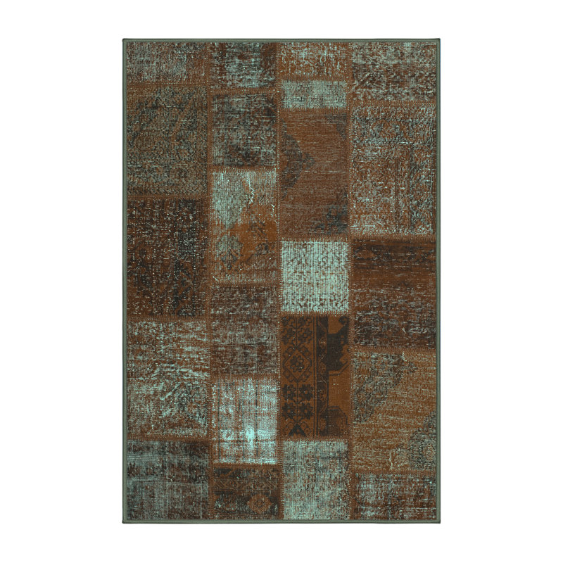 Tapis brun en chenille tissé à la machine Maudell, Rectangle de 5 pi x 8 pi