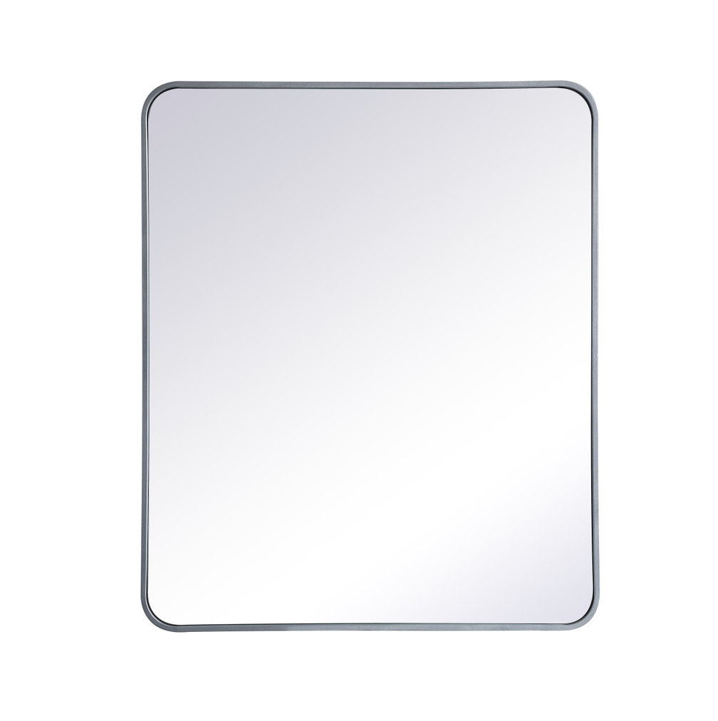 Sabine Metal Rounded Rectangle Wall Mirror, Silver, 36" x 30"