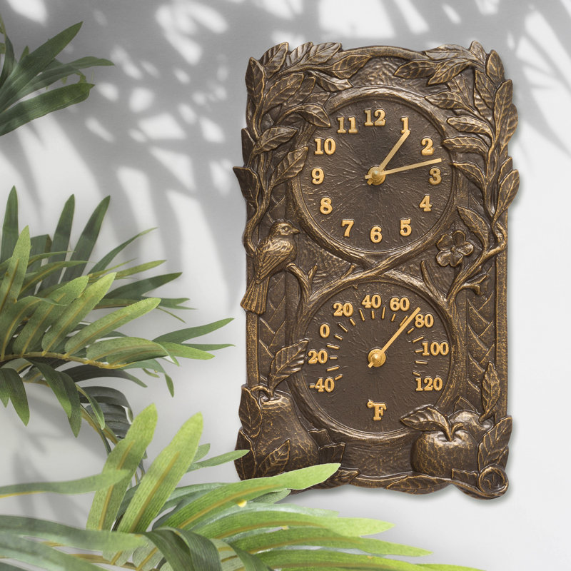Horloge murale fruits et oiseaux, Bronze français