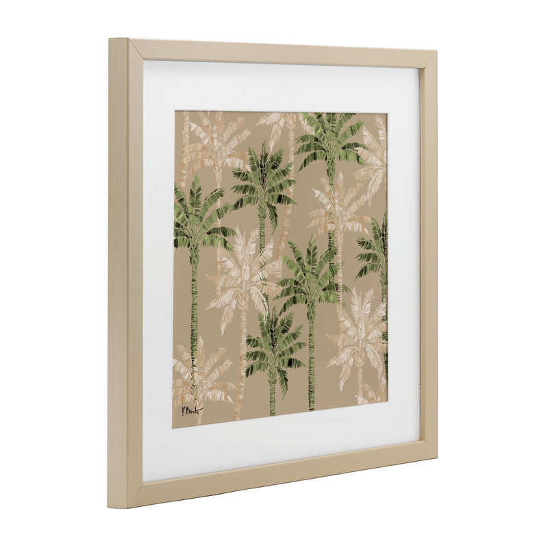 «Hollywood Palms», reproduction encadrée sous verre, conception de Paul Brent, Cadre de récolte en pin, H 13 po x l 13 po