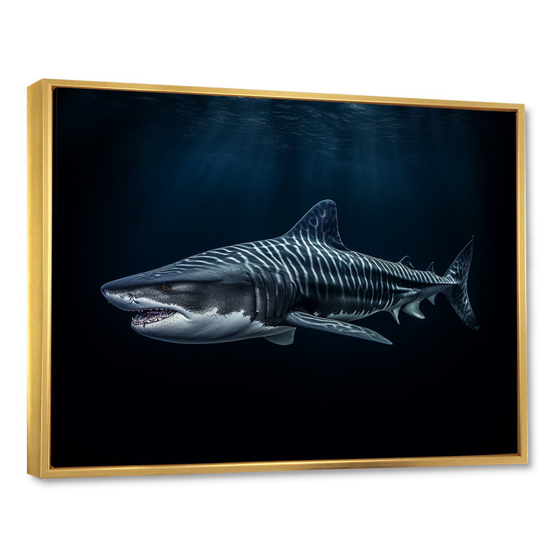 " Tiger Shark Territory II ", 24" H x 32" W x 1" D, Gold Floater Framed