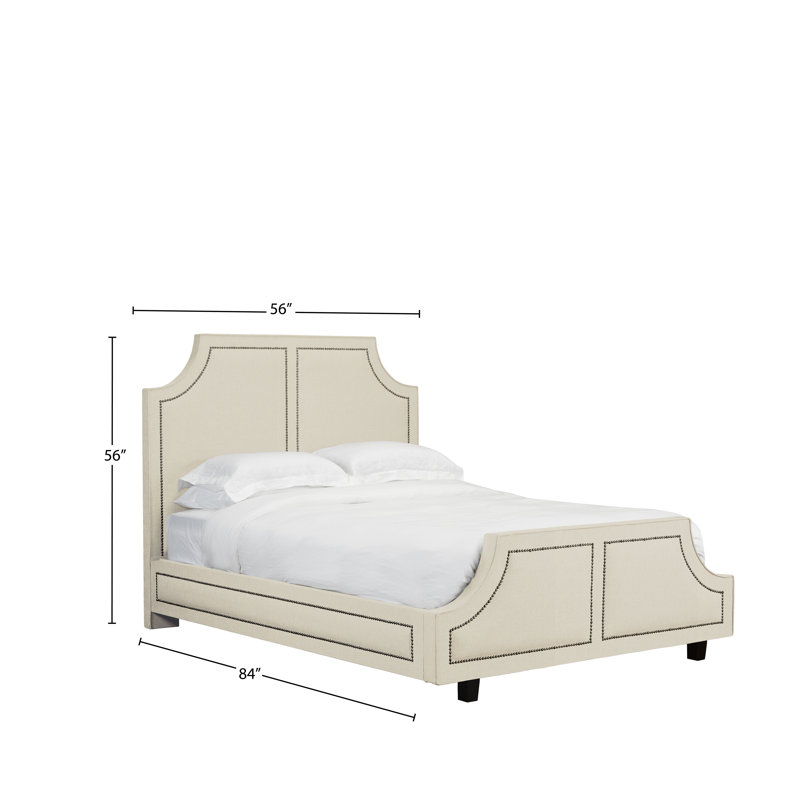 Lit plateforme en tissu d’ameublement Stoller, Double, Cuir - Ivoire