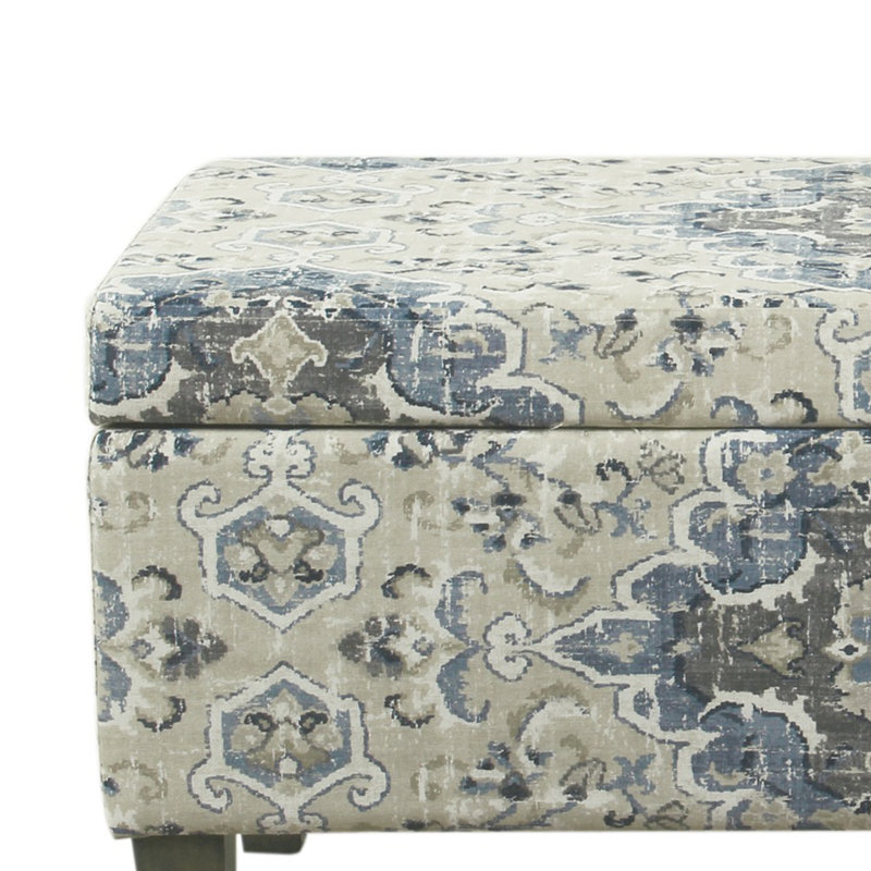 Banc de rangement rembourré Auerbach, Bleu et gris