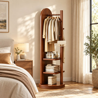 Miroir rotatif pleine longueur 65 po avec portemanteau et tablettes de rangement