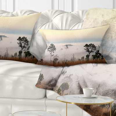 Misty Morning Panorama - Coussin décoratif à imprimé paysage