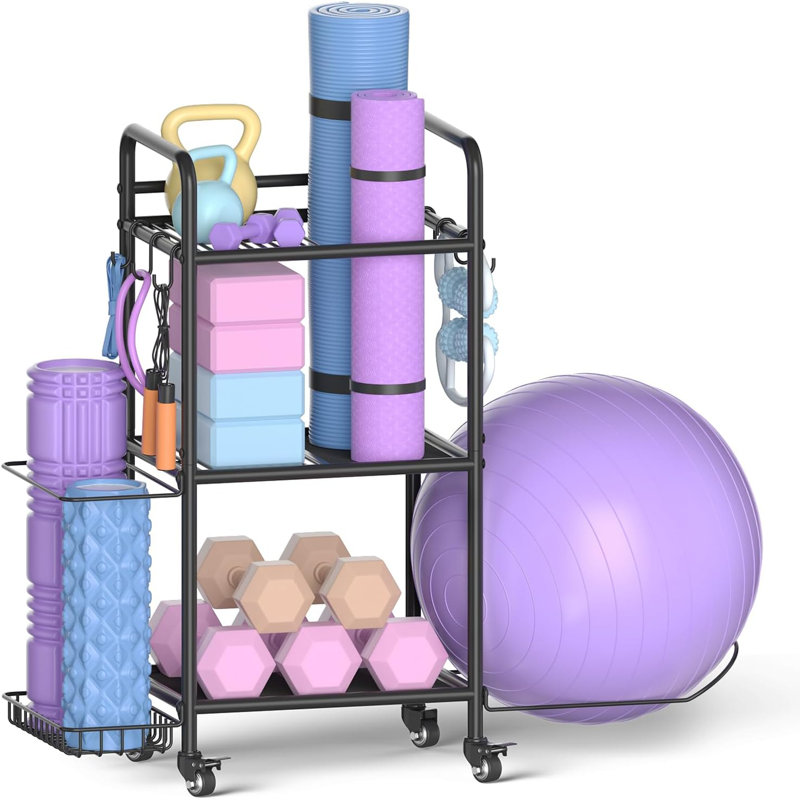 Gym Storage Rack Exercise Equipment Storage Organizer