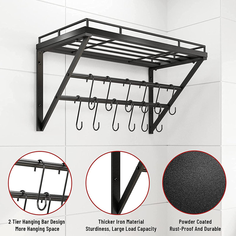 Metal Rectangle Wall Mounted Pot Rack