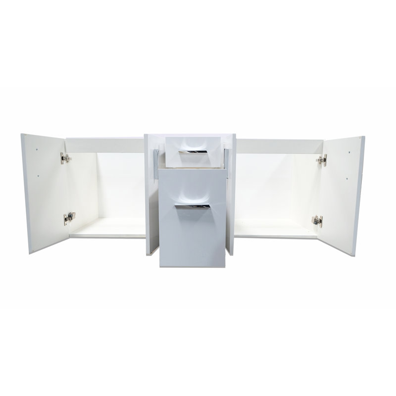 Lindsborg 61" Wall Mounted Double Bathroom Vanity Base, Ready to Install, Silver Gray
