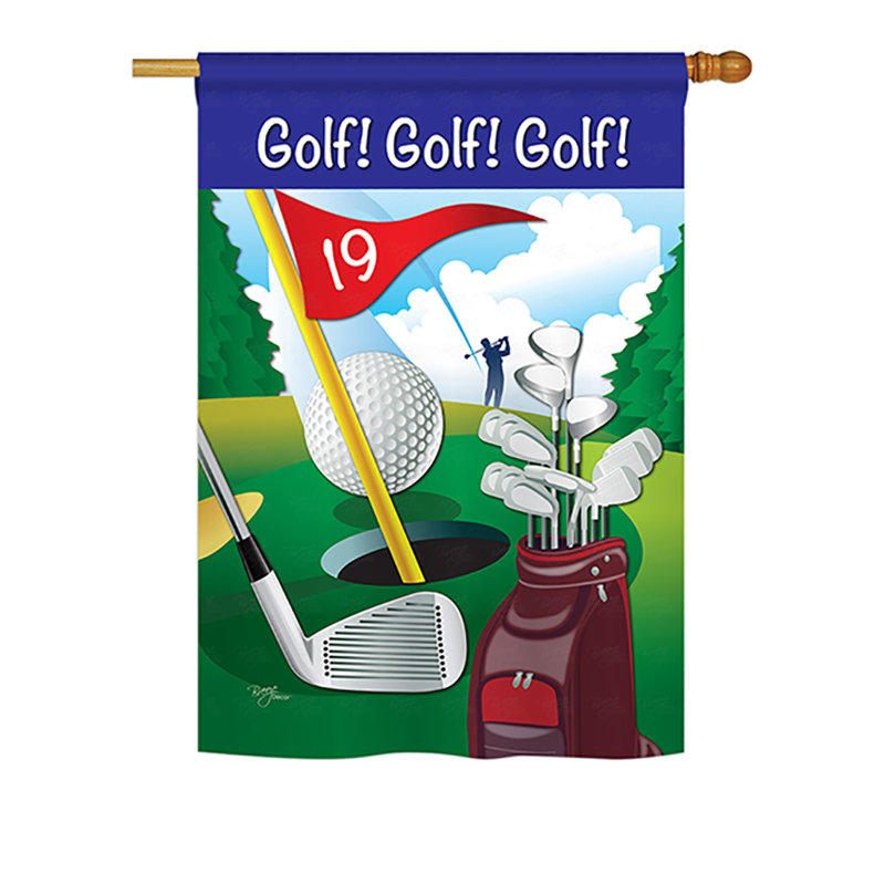 Golf Themed Multicolor Polyester Vertical Garden Flag, 28" x 40"