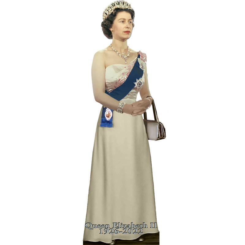 Jeune reine Elizabeth II Rip 1959 carton debout